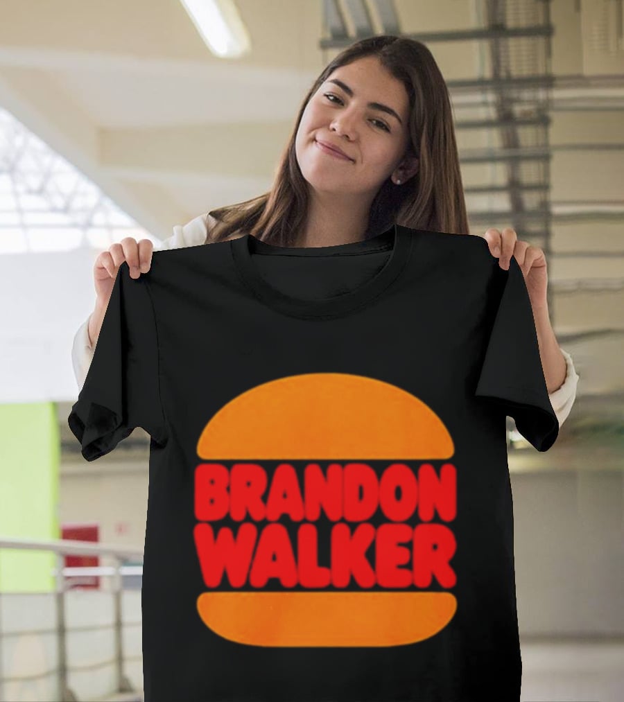 Brandon Walker Hamburger Bold Red Text Inside Orange Bun T-Shirt