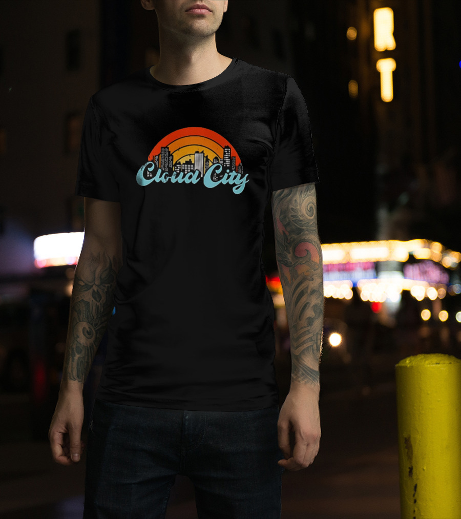 Cloud City Ganja White Night Skyline Retro Vibes T-Shirt