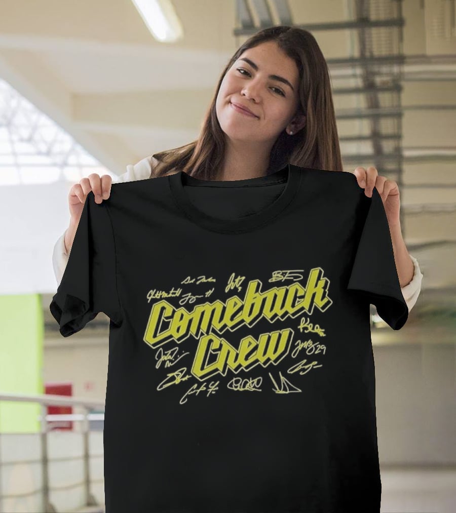 Comeback Crew Yellow 3D Lettering With Player Signatures Black T-Shirt