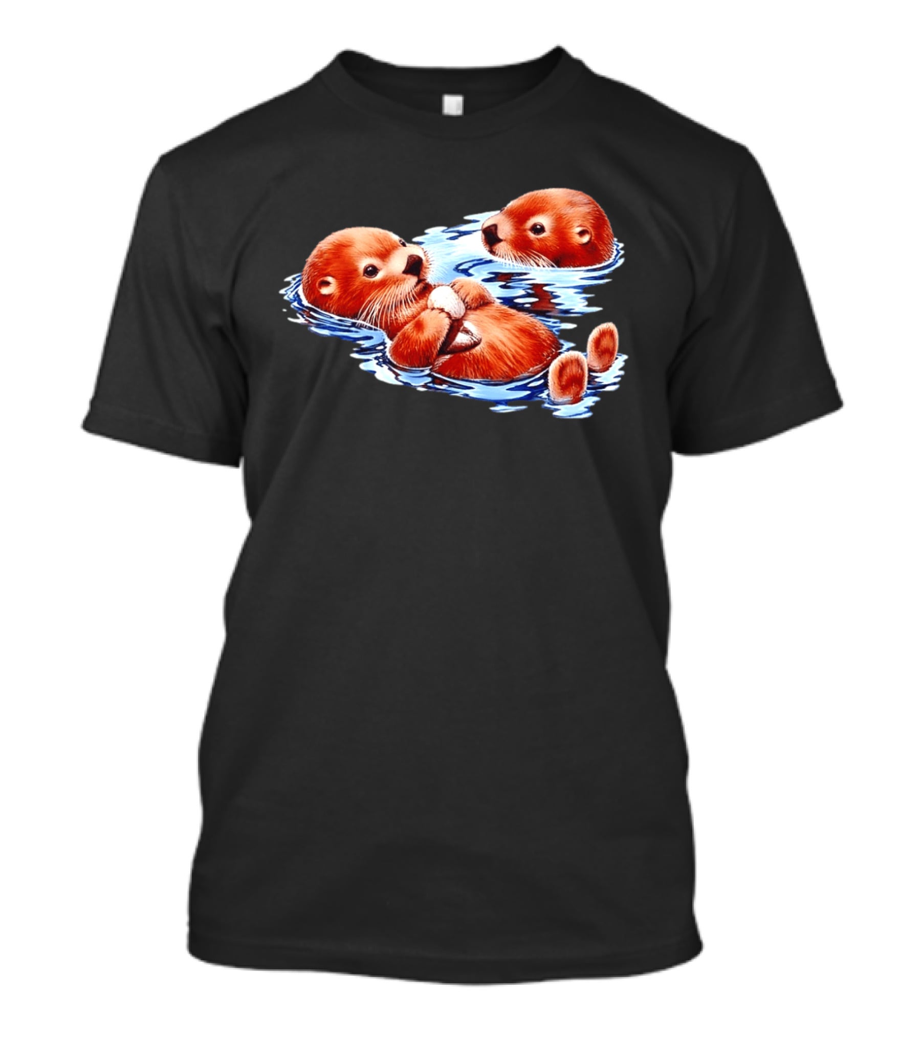 Otters Go With The Flow Cute Playful Swimming Pair T-Shirt