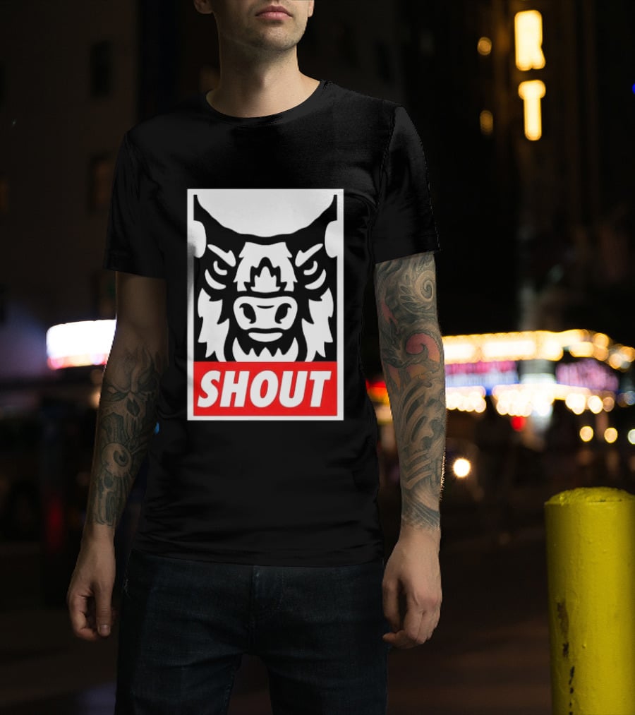Shout Buffalo Bison Stylized Face T-Shirt