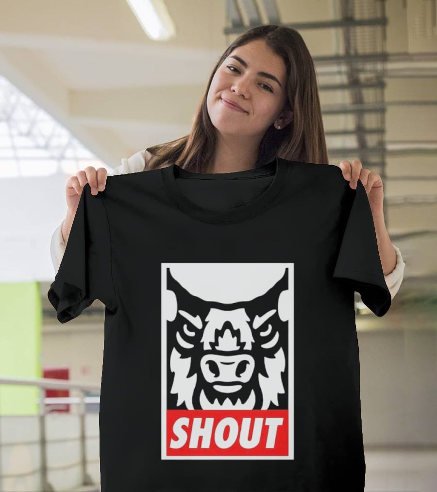 Shout Buffalo Bison Stylized Face T-Shirt
