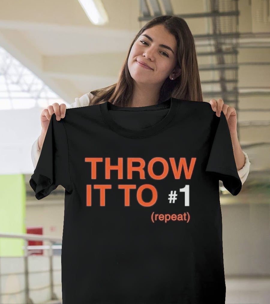Throw It To Number 1 Repeat Orange White Black T-Shirt