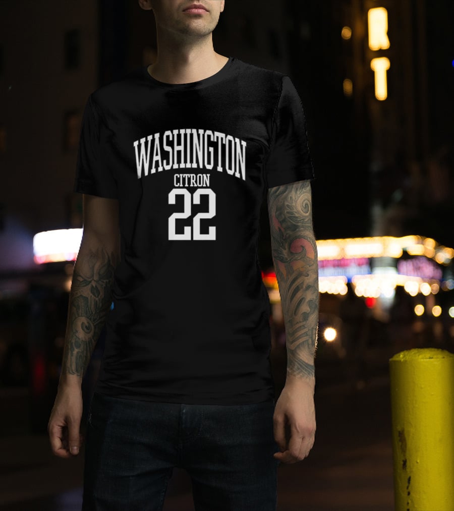 Washington Citron 22 Arched Lettering White Jersey Number T-Shirt