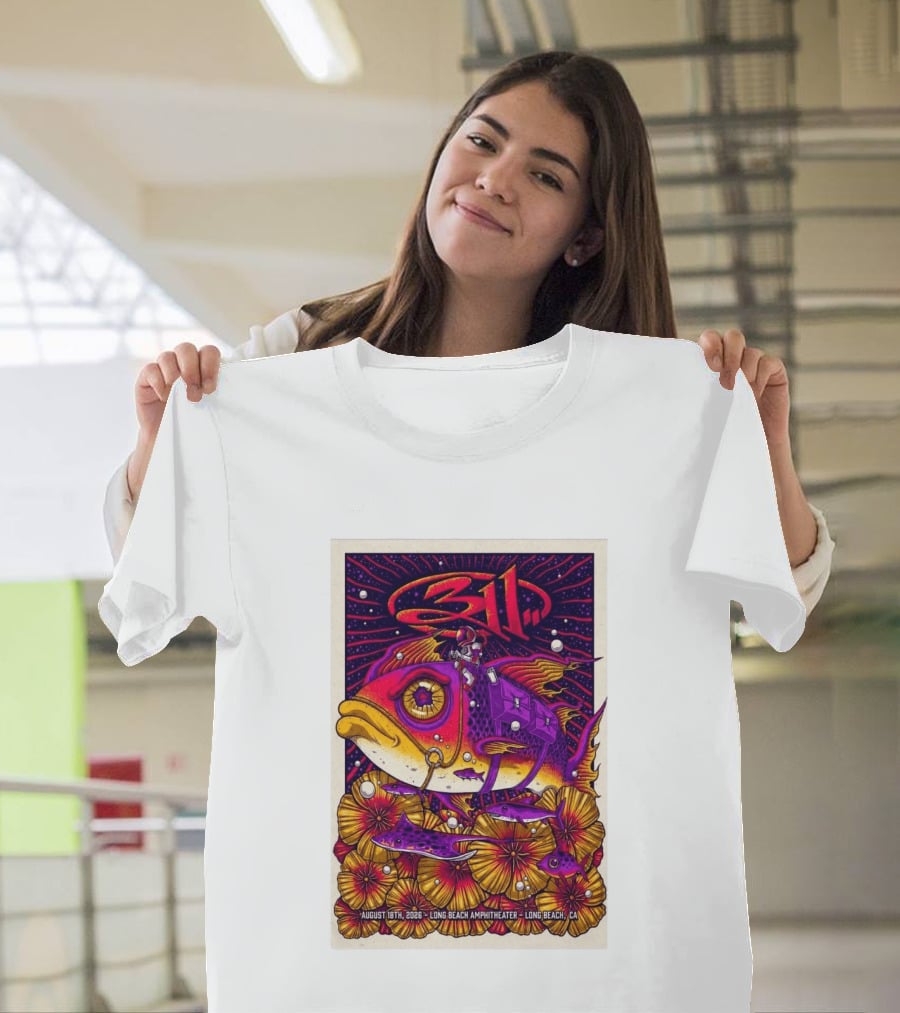311 August 18 2026 Long Beach Amphitheater CA Psychedelic Fish And Astronaut T-Shirt