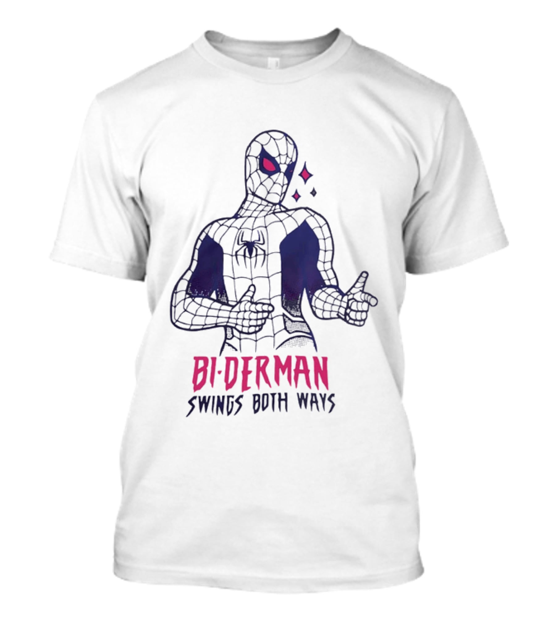 Bi Derman Swings Both Ways Spider Man LGBTQ Superhero T-Shirt