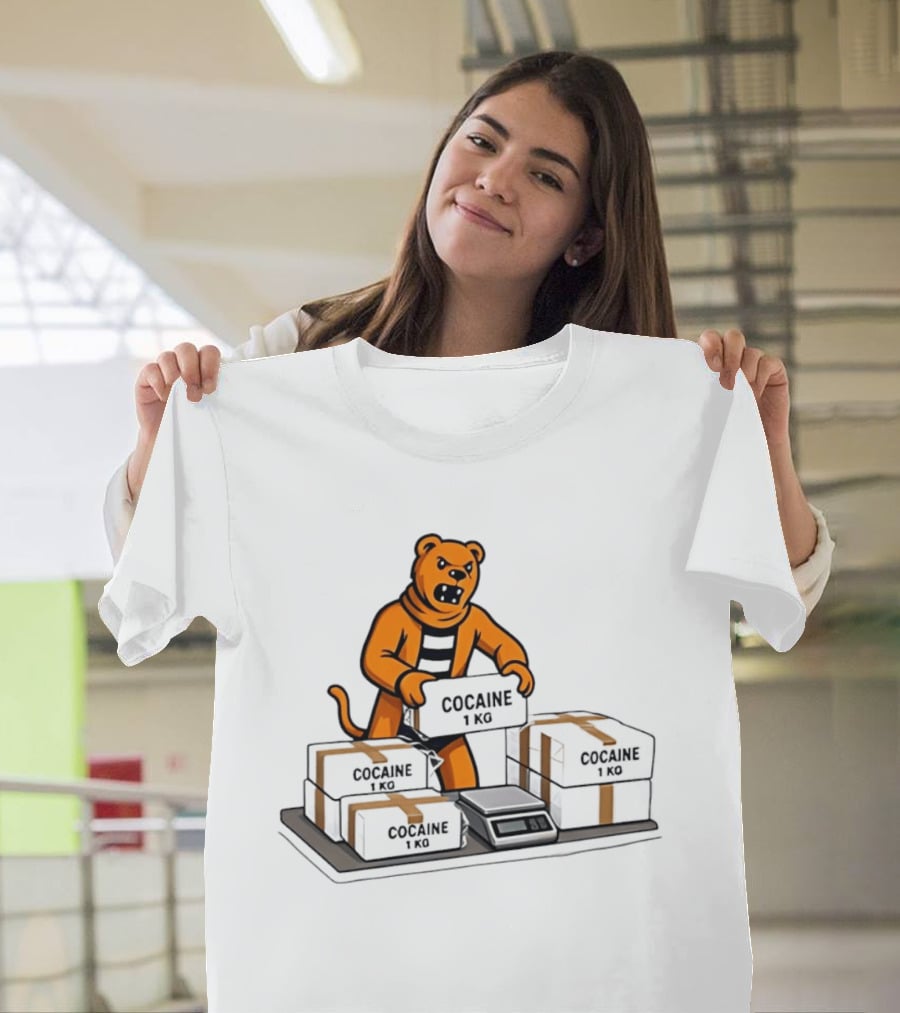 Cocaine 1 Kg Cartoon Orange Tiger Packages Scale T-Shirt