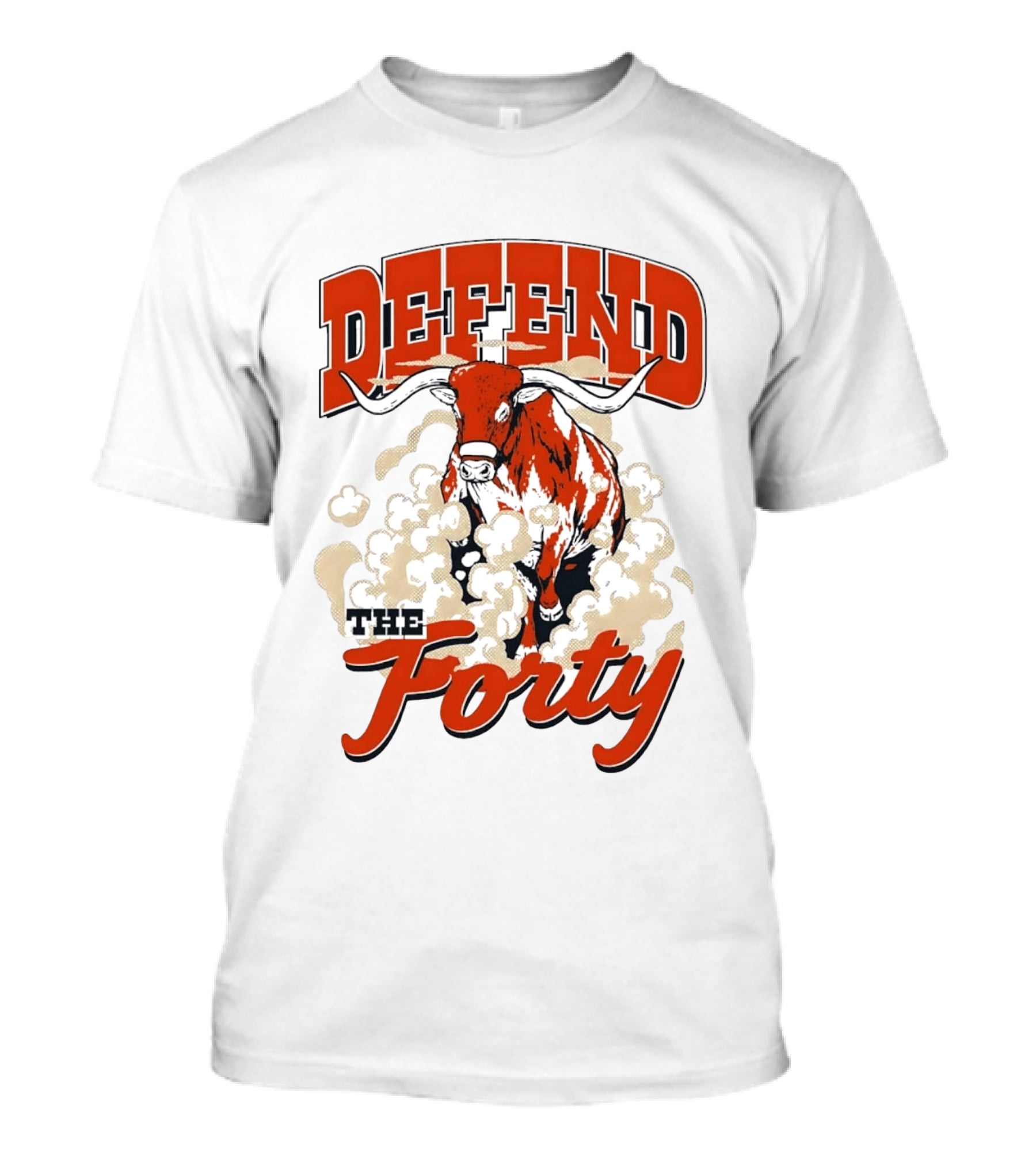 Defend The Forty Longhorn Bull Dust Clouds Halftone T-Shirt