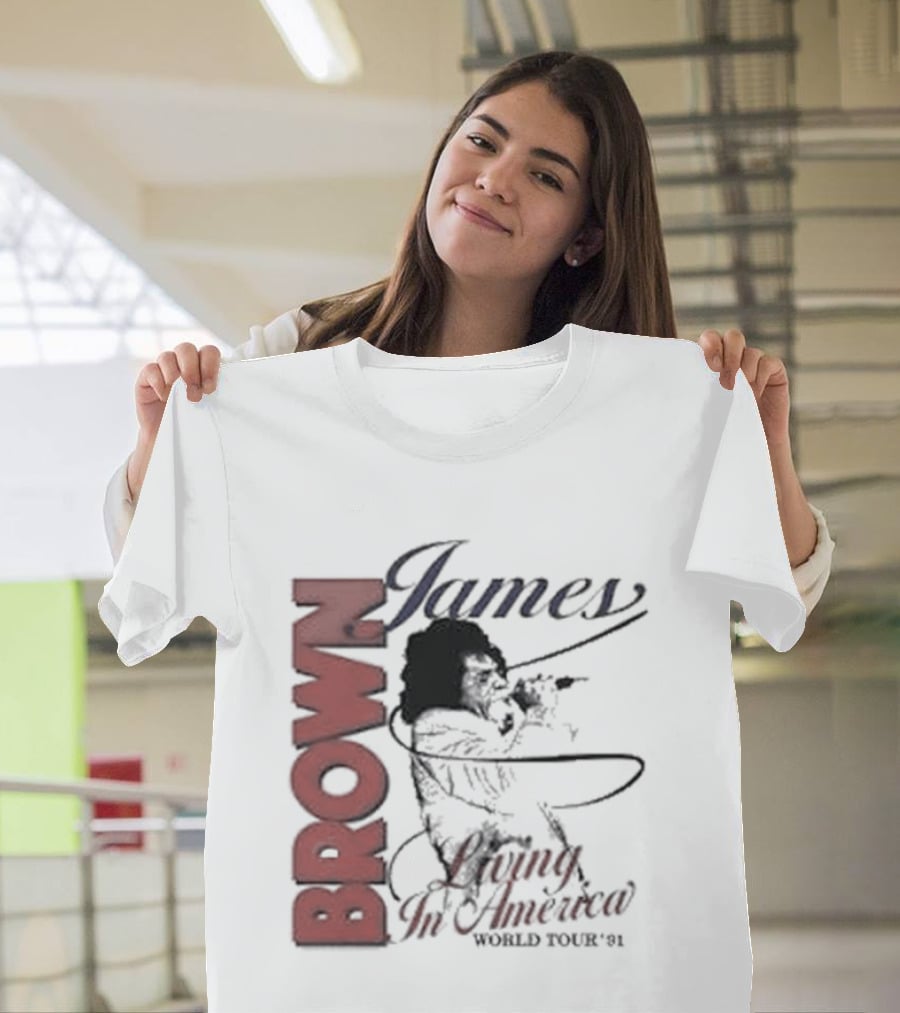 James Brown Living In America World Tour 1980s Retro Music Legend T-Shirt