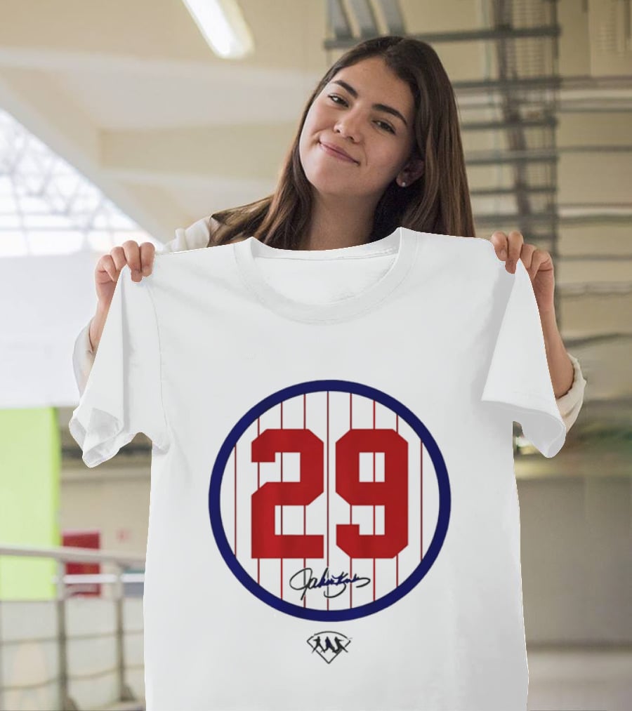 John Kruk 29 Red Pinstripe Circle Patch Baseball Diamond T-Shirt