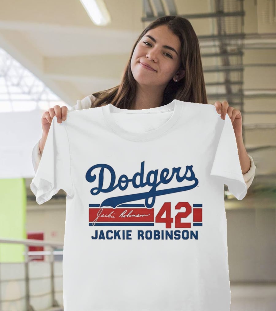 Dodgers Jackie Robinson 42 Stripes T-Shirt