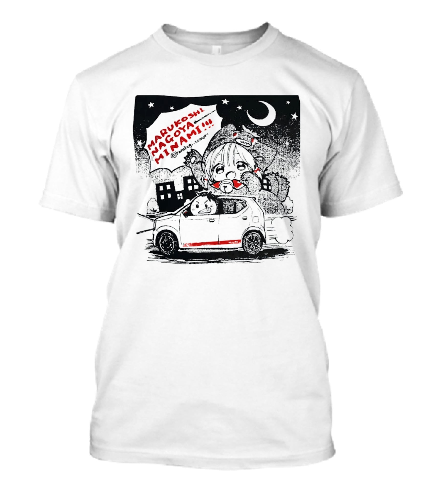 Marukoshi Nagoya Minami Kanakoji Tomori Angry Driver Hatchback Car Manga Style Night Scene T-Shirt