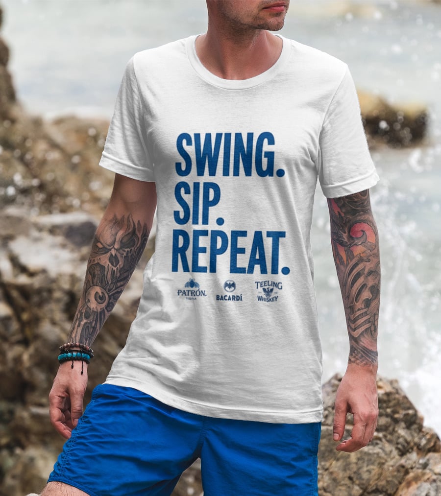 Swing Sip Repeat Patron Bacardi Teeling Whiskey T-Shirt
