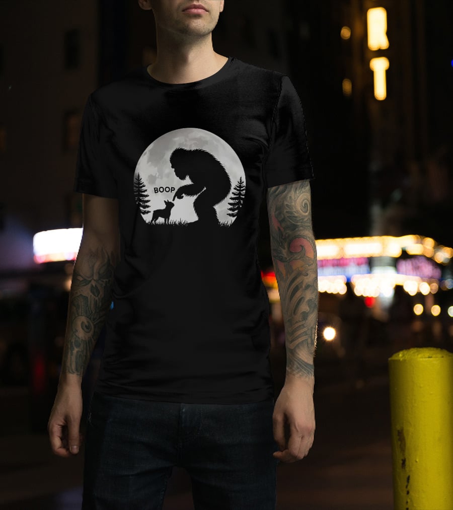 Bigfoot Boop Moonlight Boston Terrier T-Shirt