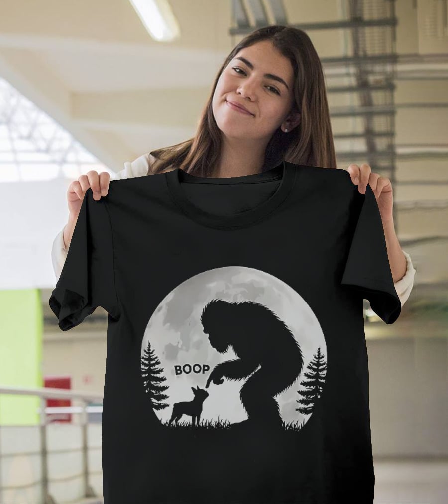 Bigfoot Boop Moonlight Boston Terrier T-Shirt