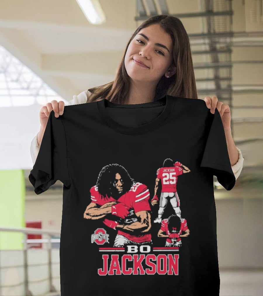 Bo Jackson Ohio State Buckeyes Number 25 Collage Red Jersey T-Shirt