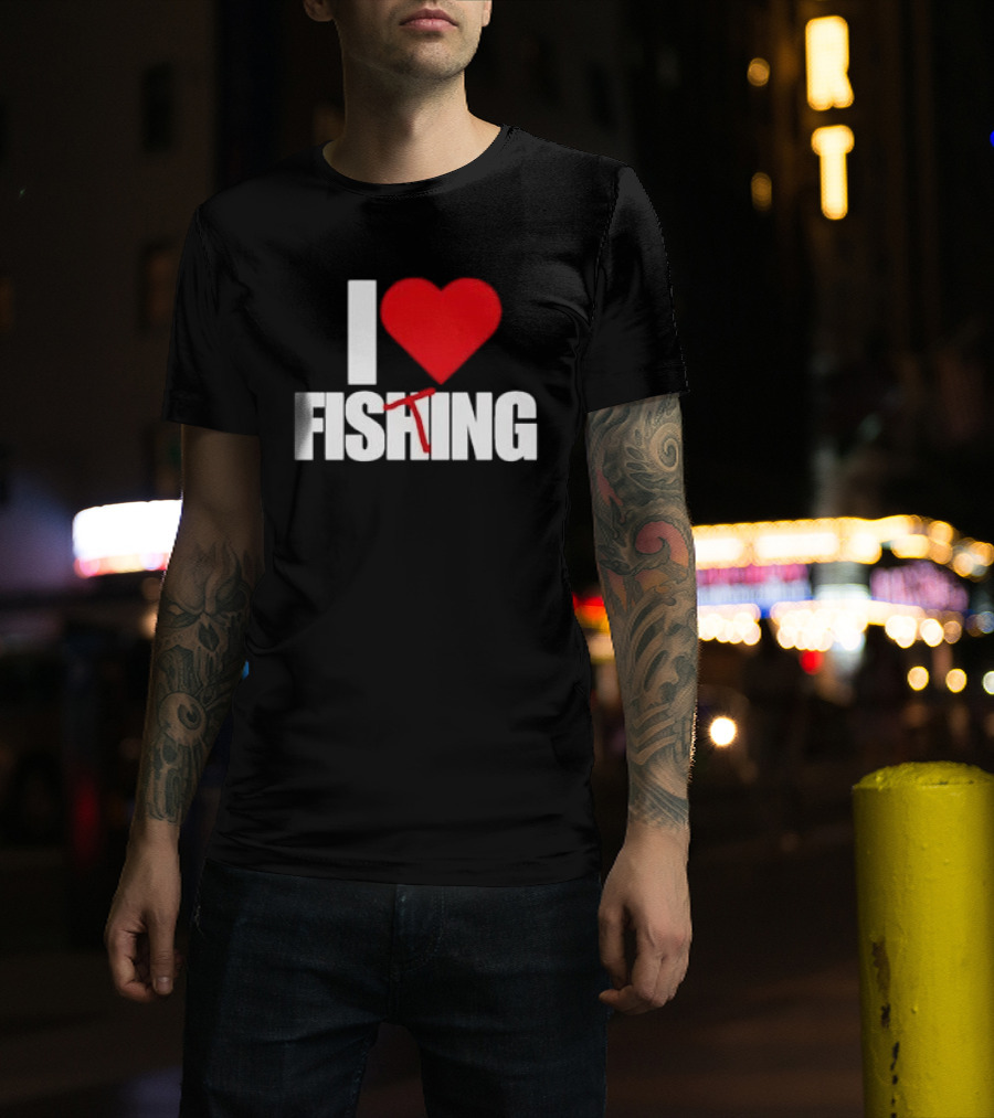 I Heart Fishing With Rod And Hook T-Shirt