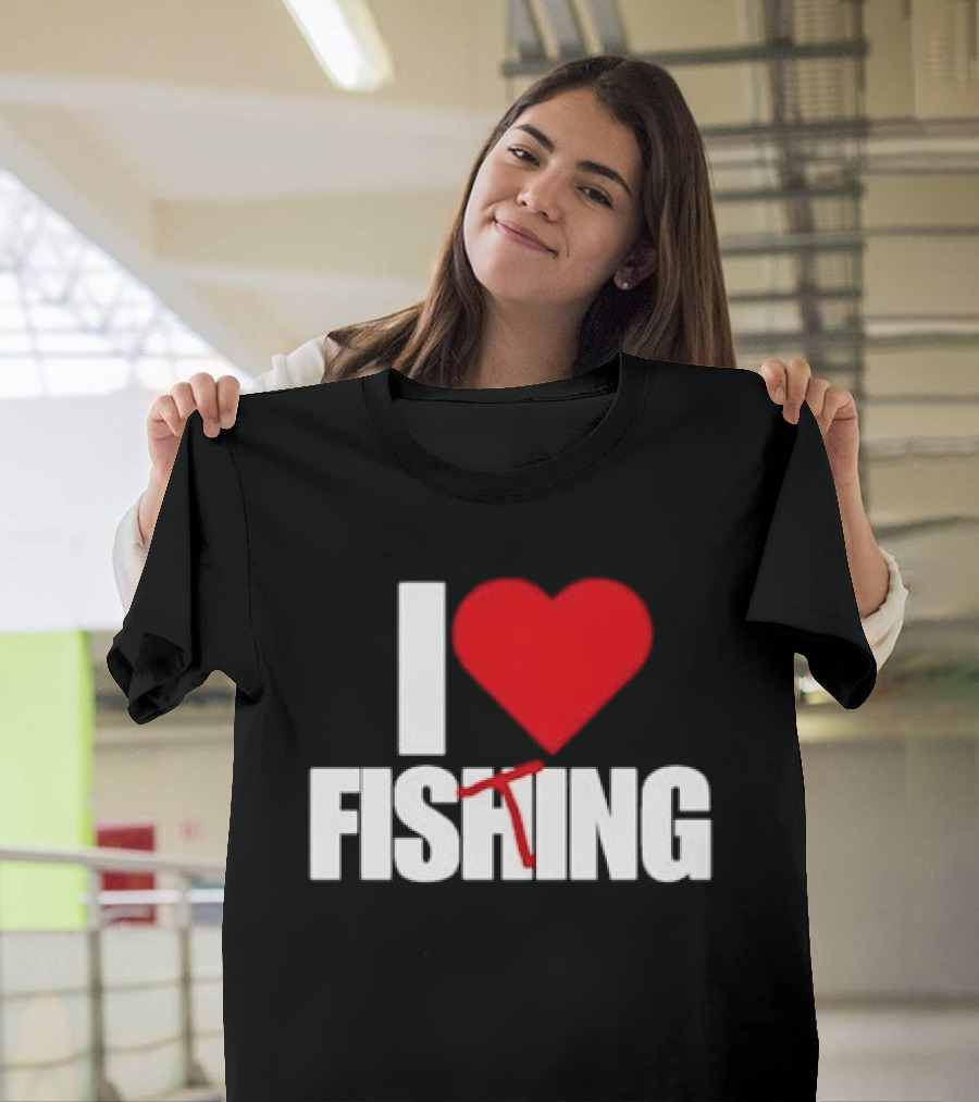 I Heart Fishing With Rod And Hook T-Shirt