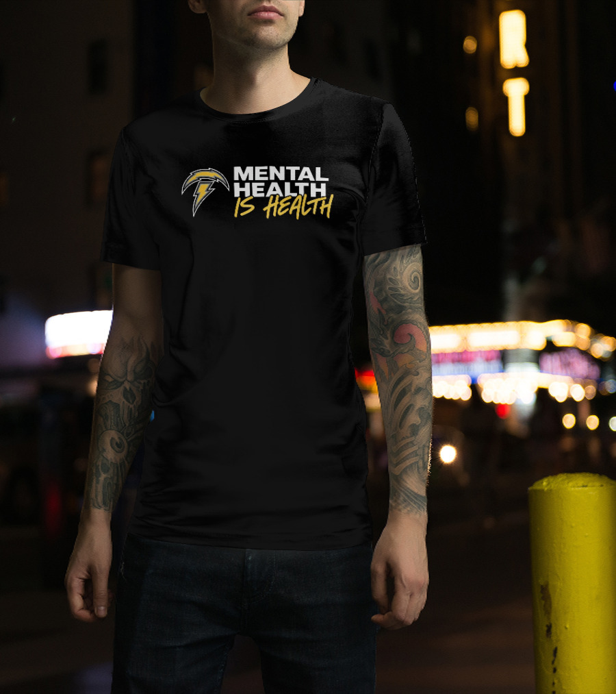 Los Angeles Chargers Mental Health Is Health Lightning Bolt T-Shirt
