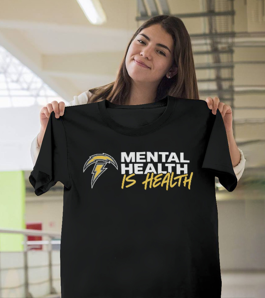 Los Angeles Chargers Mental Health Is Health Lightning Bolt T-Shirt