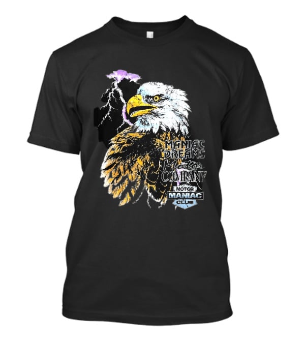Maniac Dreams Motor Company Bald Eagle Purple Lightning Bolt Club T-Shirt
