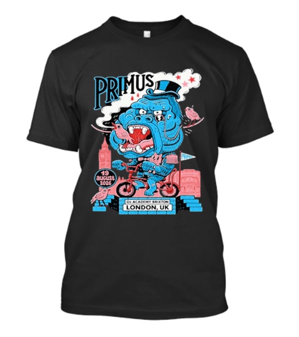 Primus 19 August 2026 O2 Academy Brixton London UK Blue Monster T-Shirt