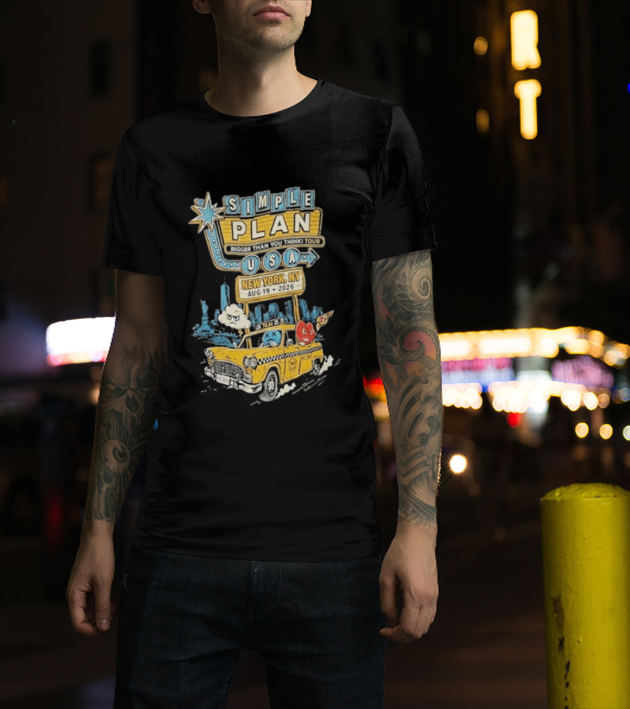 Simple Plan Bigger Than You Think Tour 2026 USA New York Event August 19 Capital One City Parks Foundation SummerStage Taxi T-Shirt