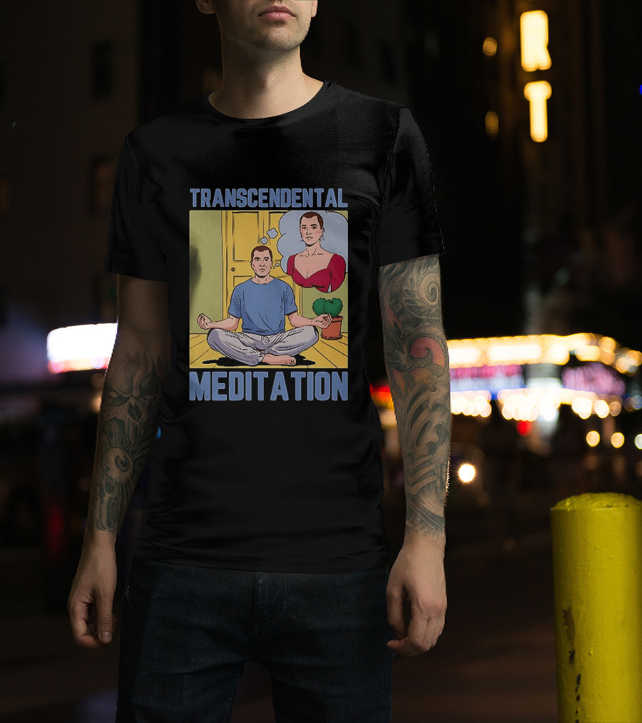 Transcendental Meditation Retro Comic Style Man Meditating Thought Bubble T-Shirt