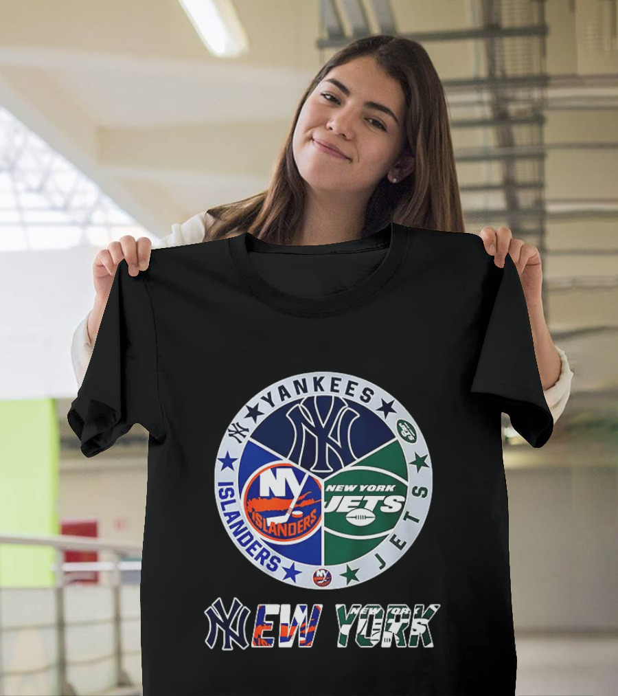 Yankees Islanders Jets New York Sports Teams Logos T-Shirt