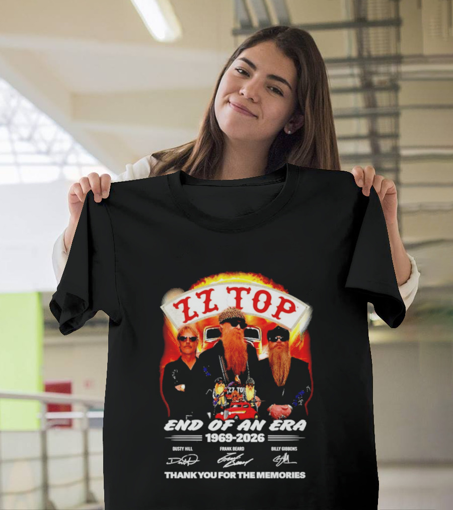 ZZ Top End Of An Era 1969 2026 Dusty Hill Frank Beard Billy Gibbons Thank You For The Memories T-Shirt