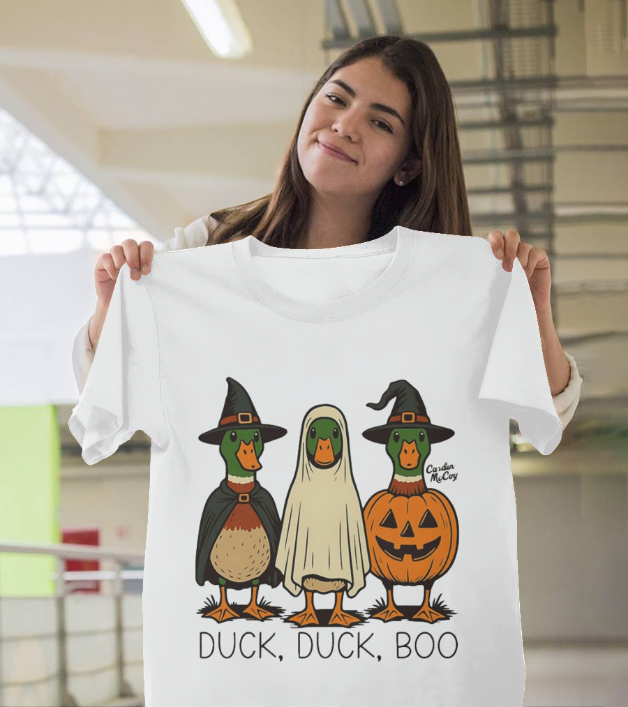 Duck Duck Boo Halloween 2026 Duck Trio In Costumes T-Shirt