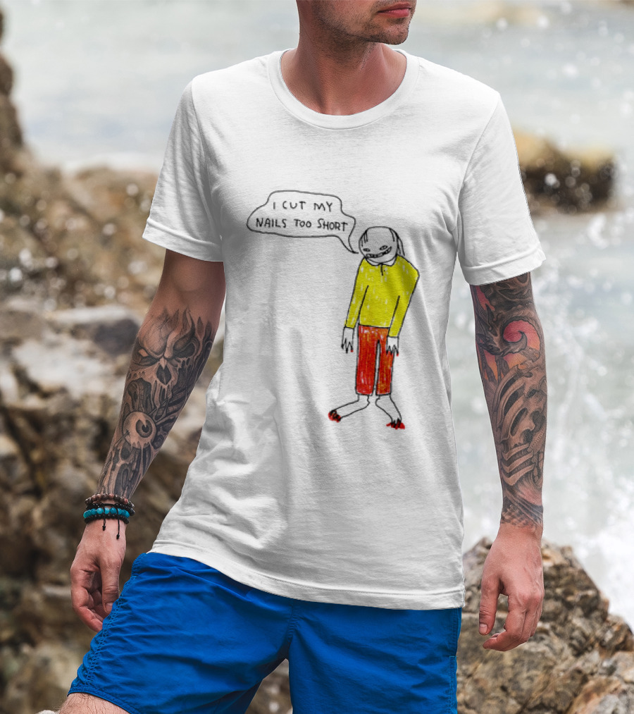 I Cut My Nails Too Short Yellow Red T-Shirt