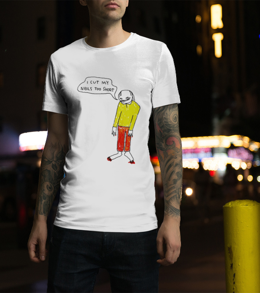 I Cut My Nails Too Short Yellow Red T-Shirt