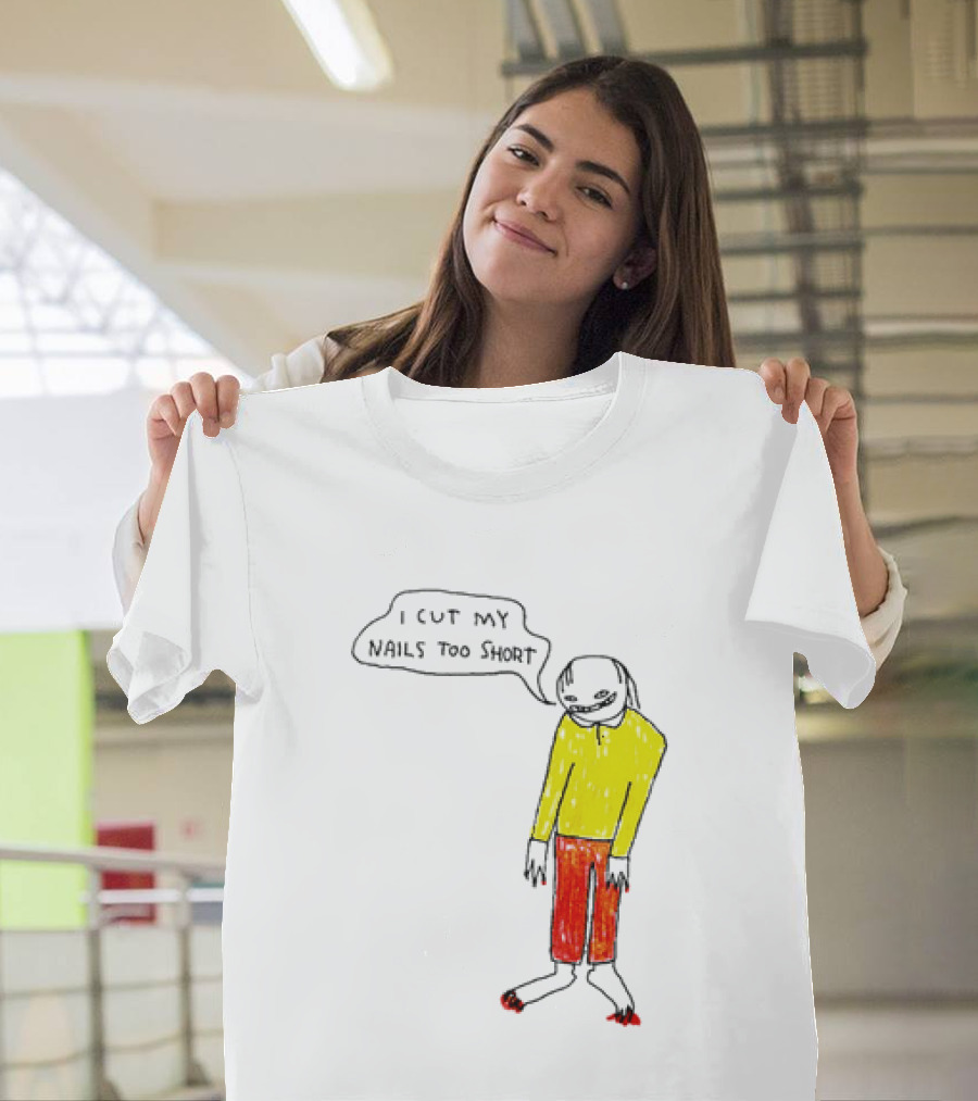 I Cut My Nails Too Short Yellow Red T-Shirt