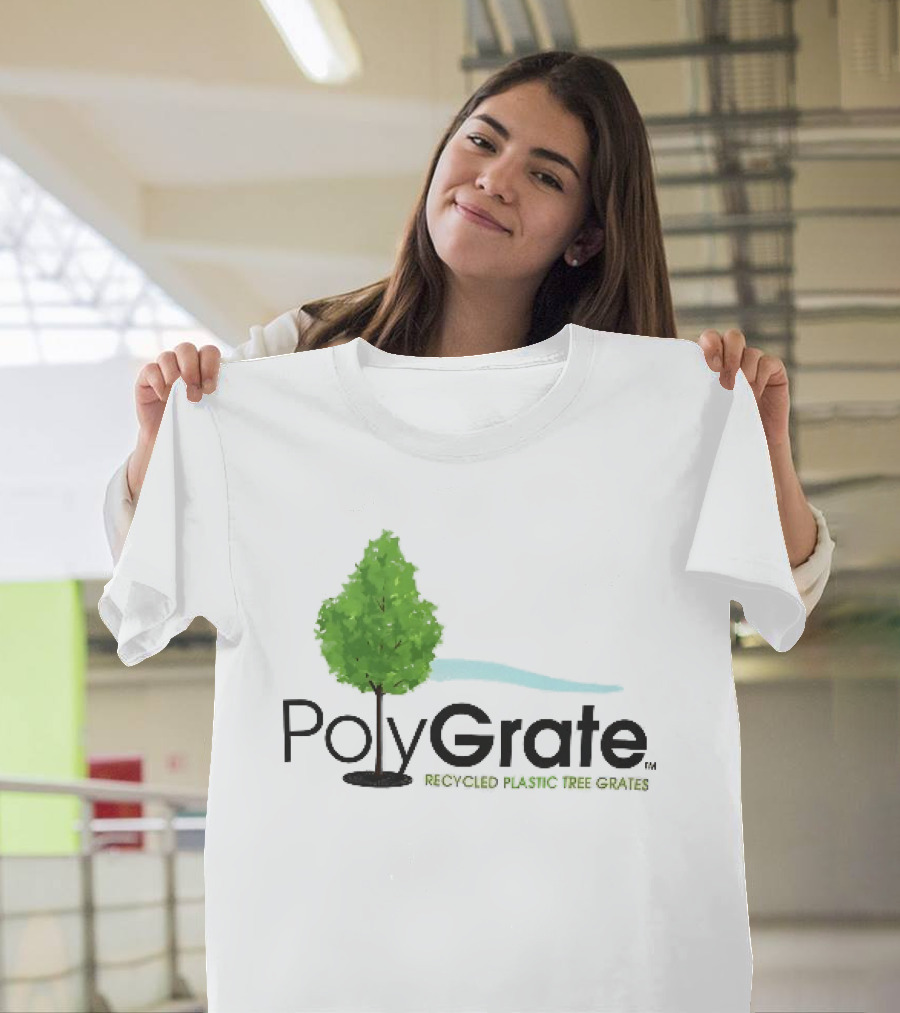 PolyGrate Recycled Plastic Tree Grates Green Foliage Blue Wave T-Shirt