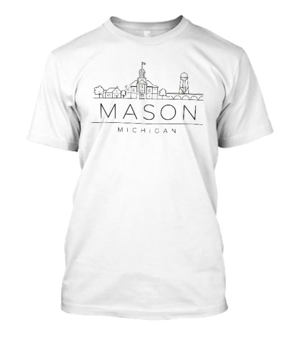 Mason Michigan Courthouse Water Tower Skyline T-Shirt