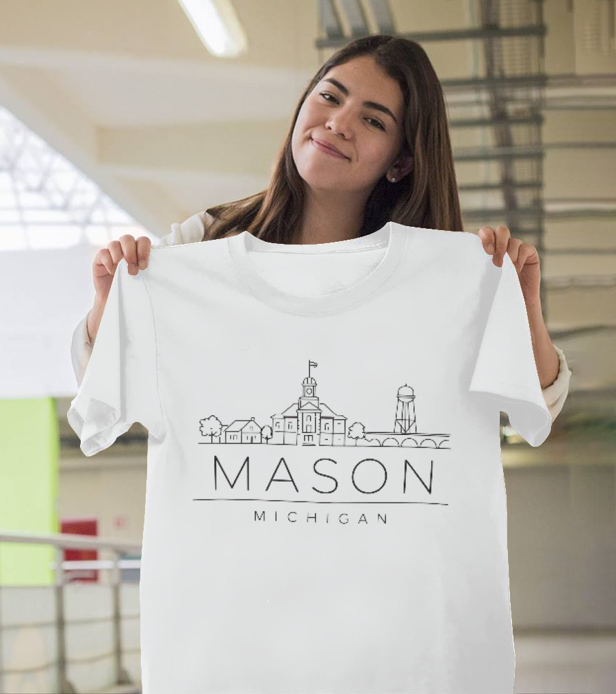 Mason Michigan Courthouse Water Tower Skyline T-Shirt