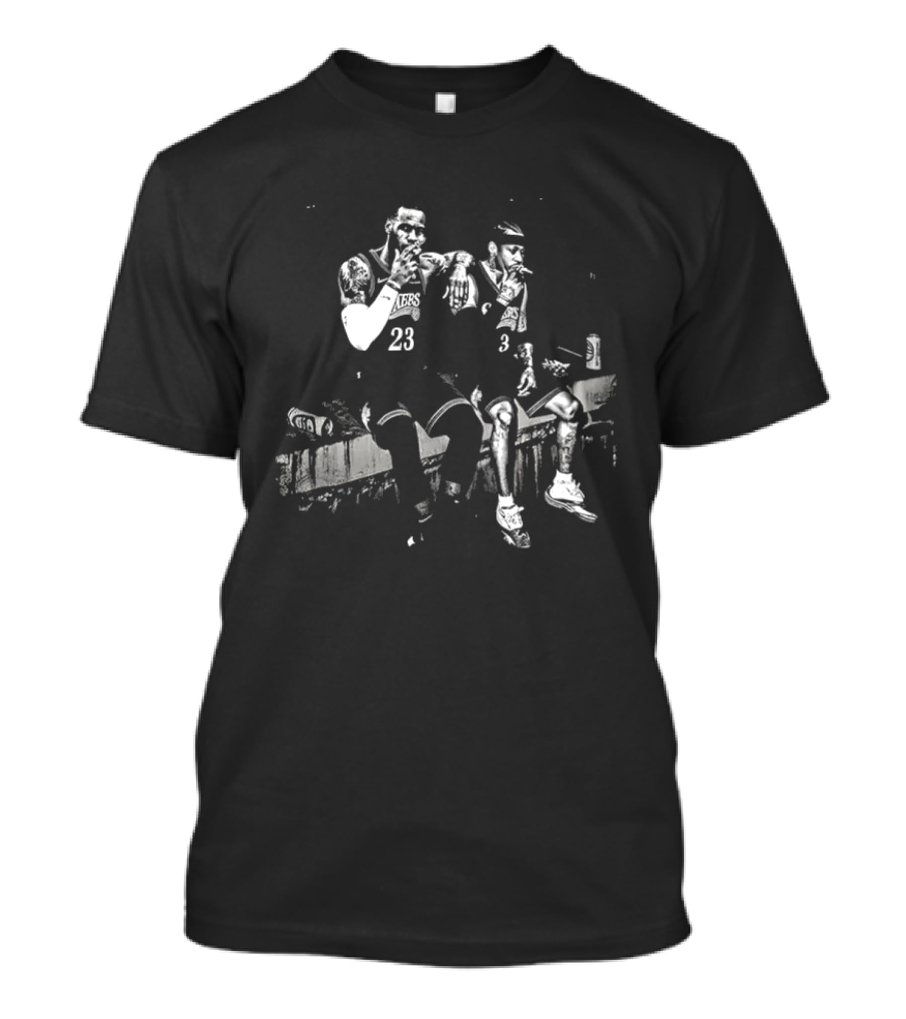 Allen Iverson LeBron James Meme Smoking Beer Bench Basketball Duo T-Shirt