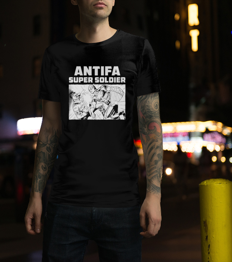 ANTIFA Super Soldier Punching Hitler Captain America T-Shirt