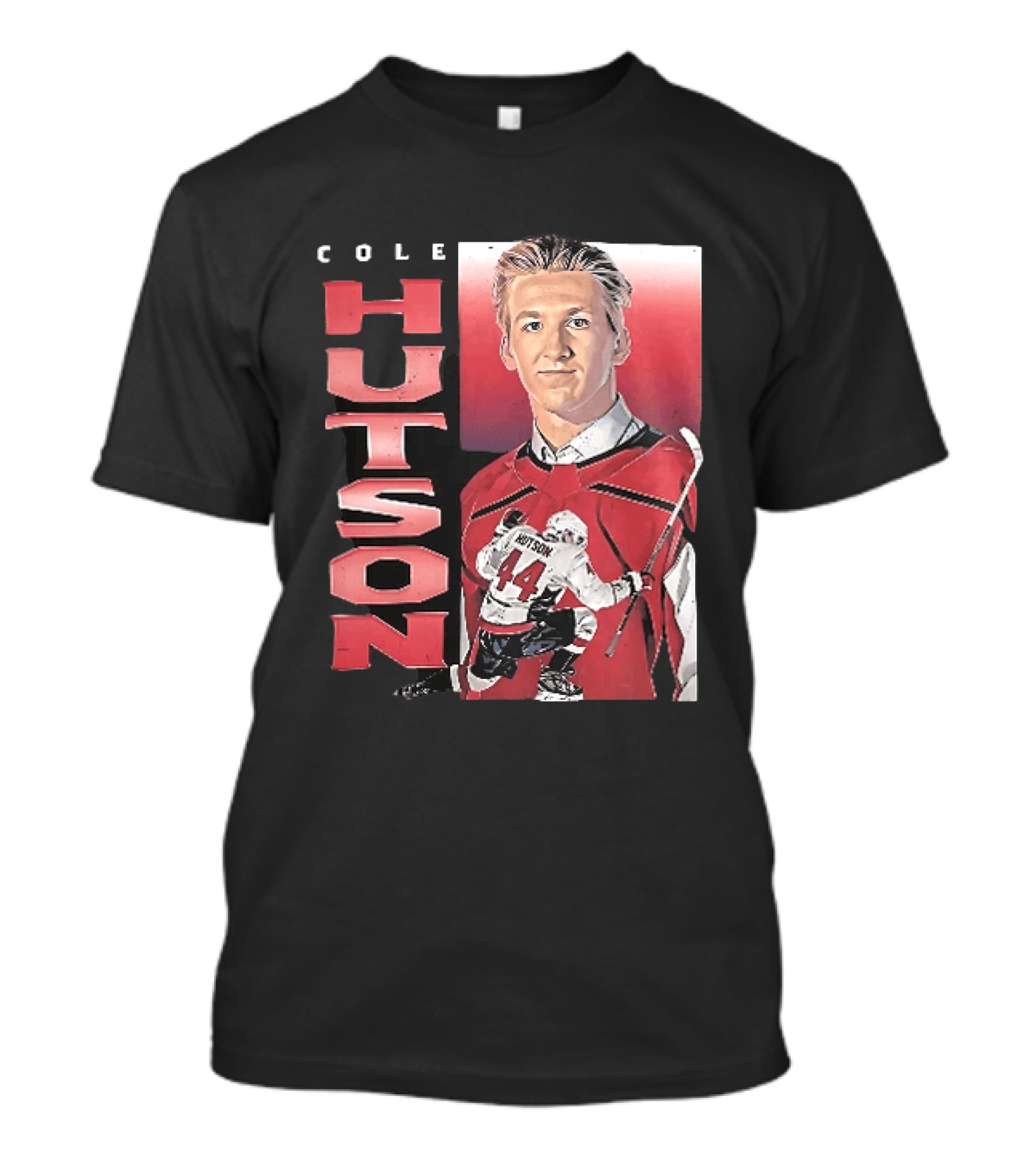 Cole Hutson Ice Hockey Player Red Jersey Number 44 Celebration T-Shirt