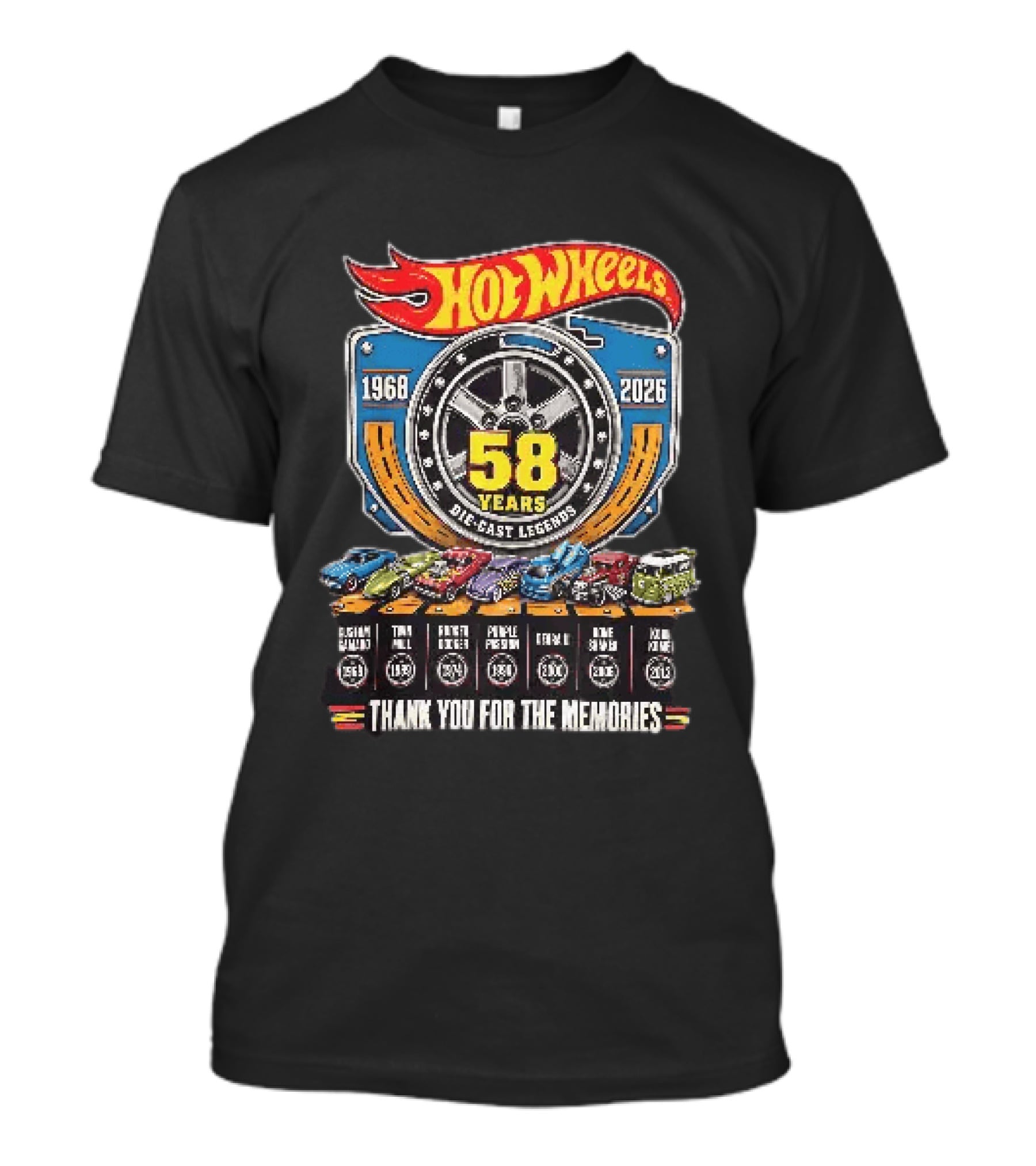 Hot Wheels 1968 2026 58 Years Die Cast Legends Thank You For The Memories T-Shirt
