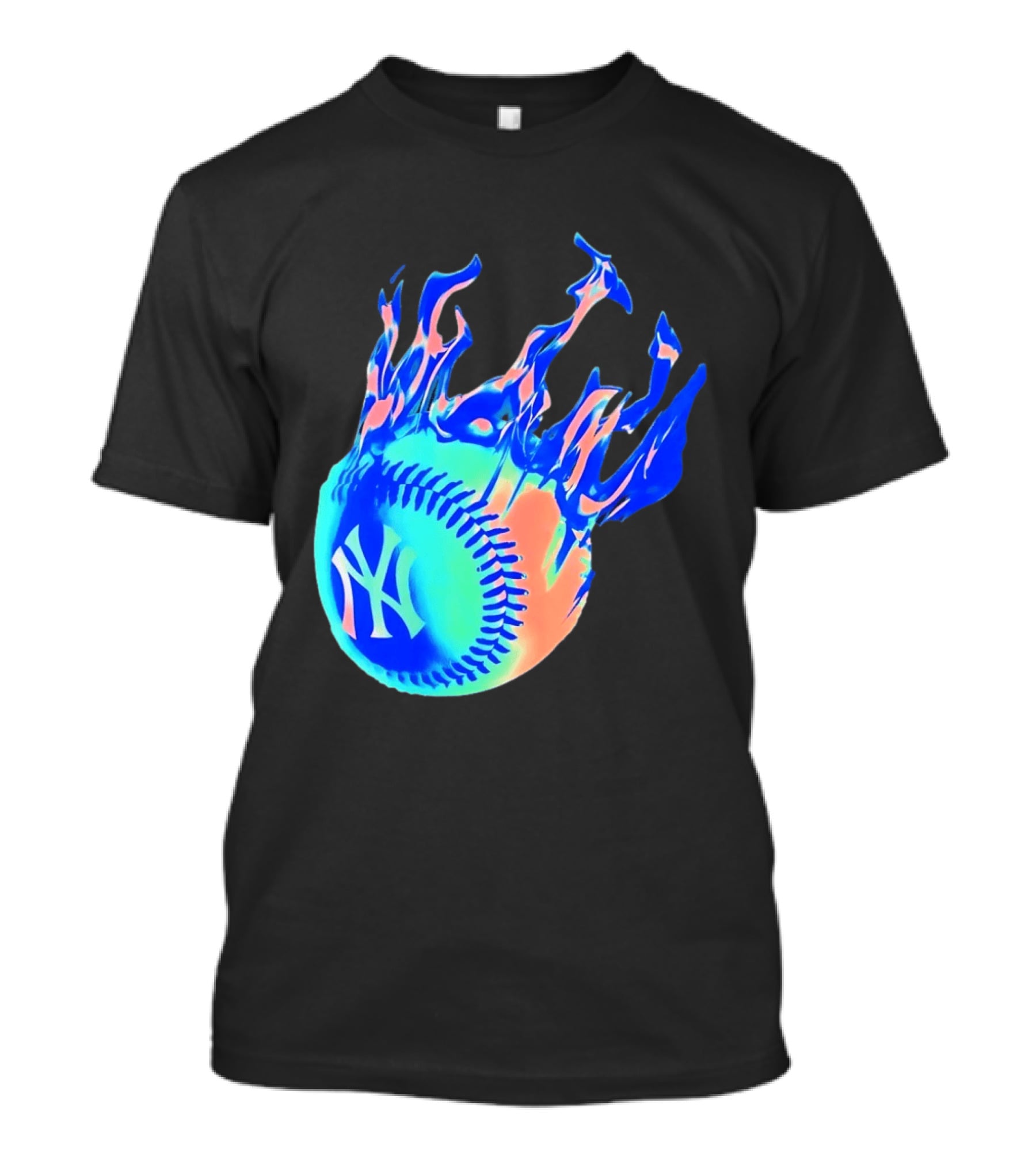 New York Yankees MLB Flaming Baseball Iconic Sports Team T-Shirt