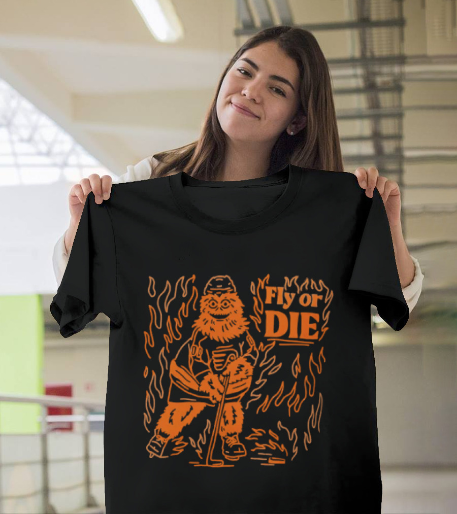 Fly Or Die Gritty Philadelphia Flyers Hockey Flame T-Shirt