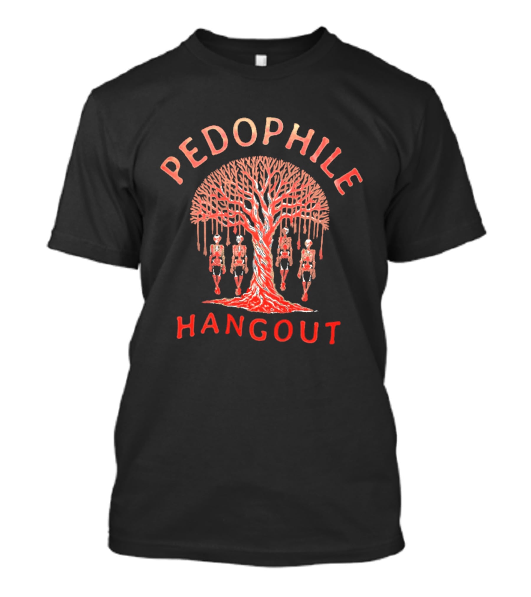 Pedophile Hangout Skeleton Tree Dark Humor T-Shirt
