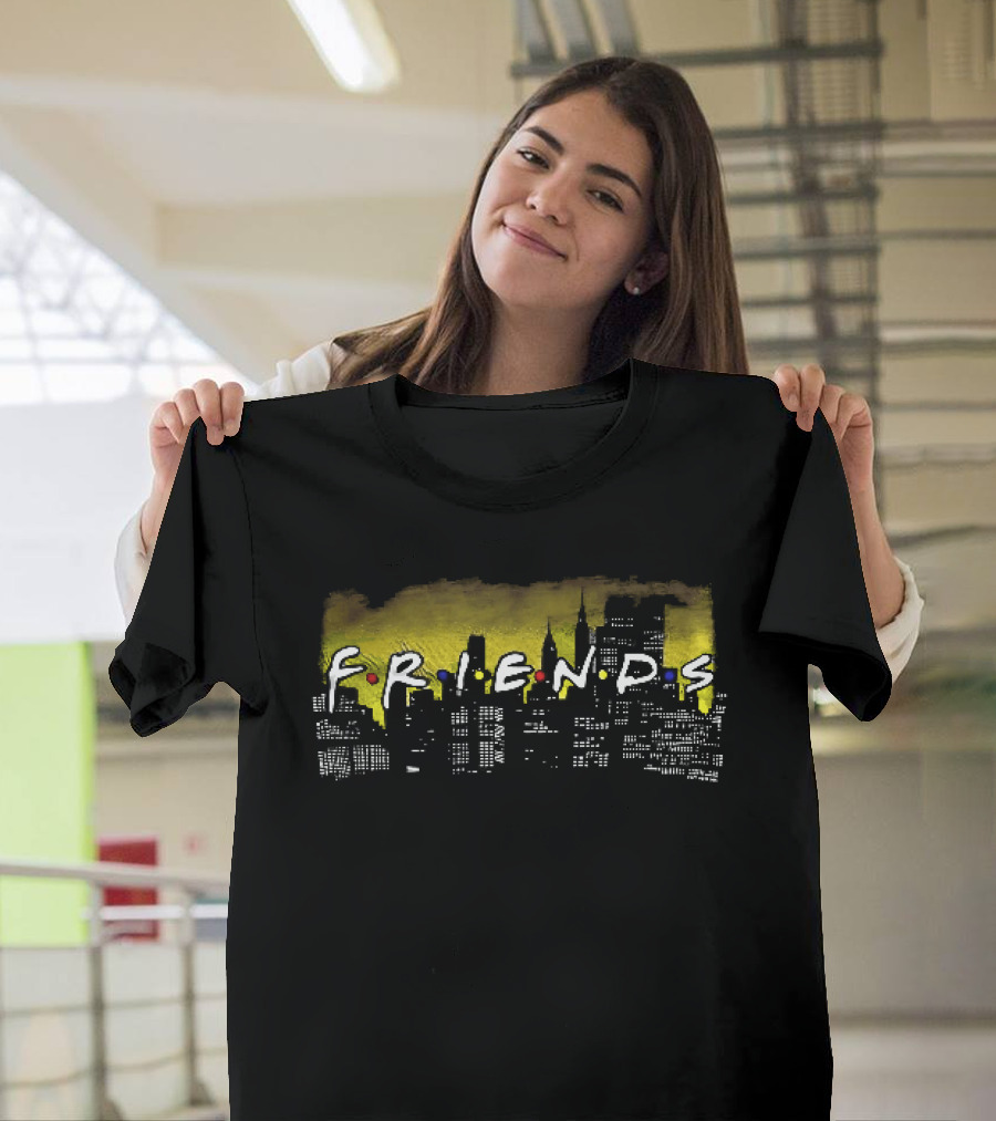 Friends Yellow Glowing New York City Skyline Night T-Shirt