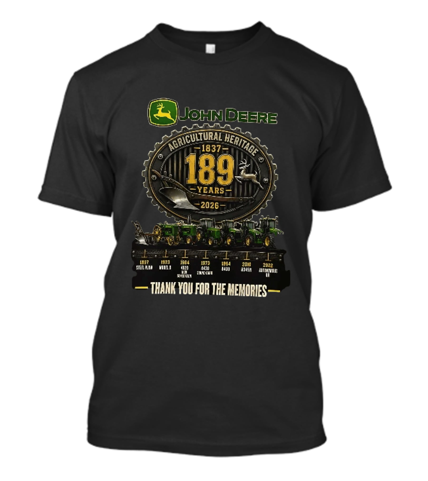 John Deere Agricultural Heritage 1837 2026 189 Years Thank You For The Memories T-Shirt