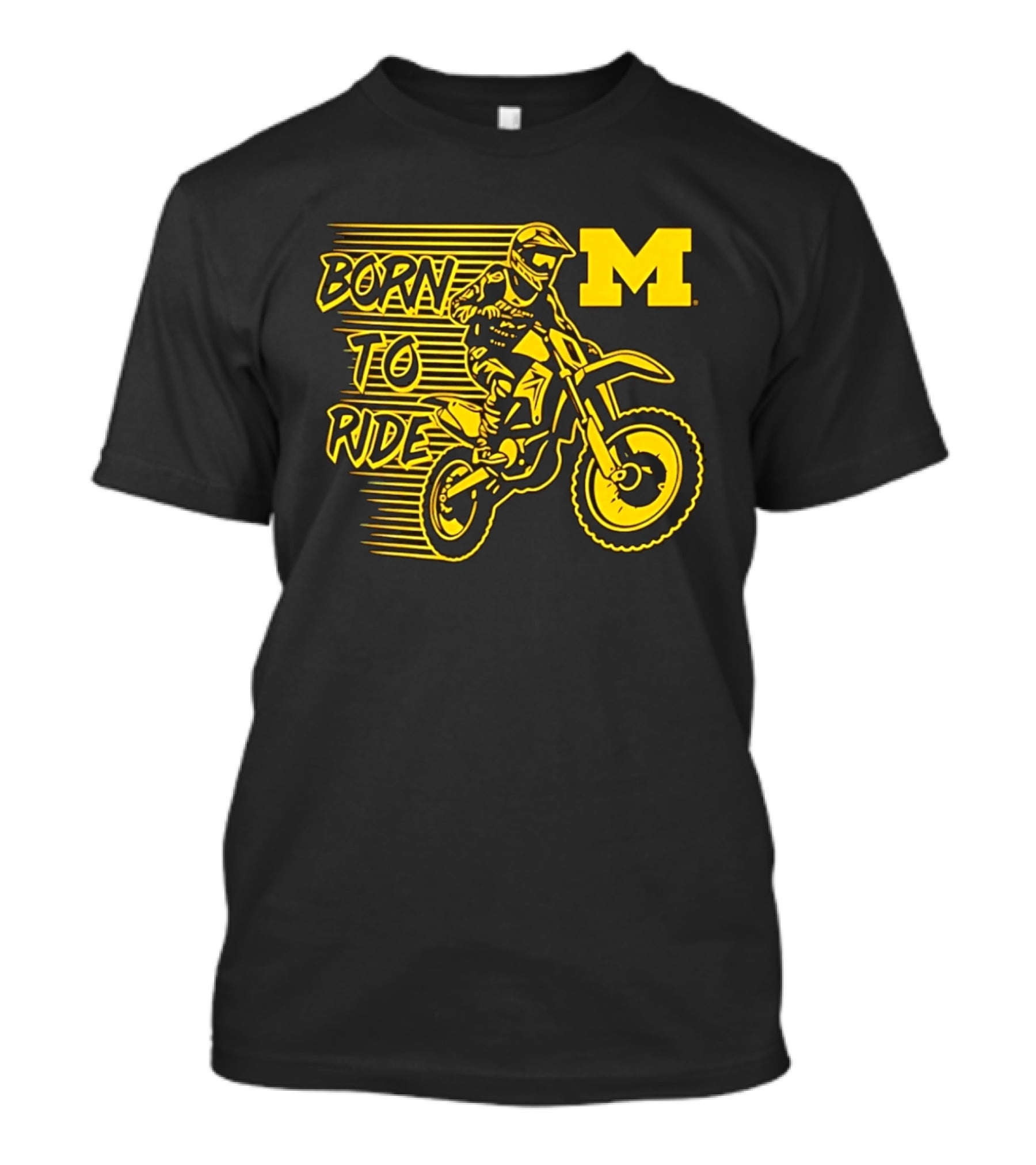 Michigan Wolverines Born To Ride Motocross M Logo Motocross Enthusiast Gear T-Shirt
