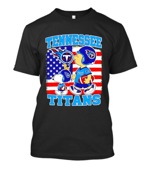 Tennessee Titans Snoopy Woodstock American Flag NFL Football 2026 T-Shirt