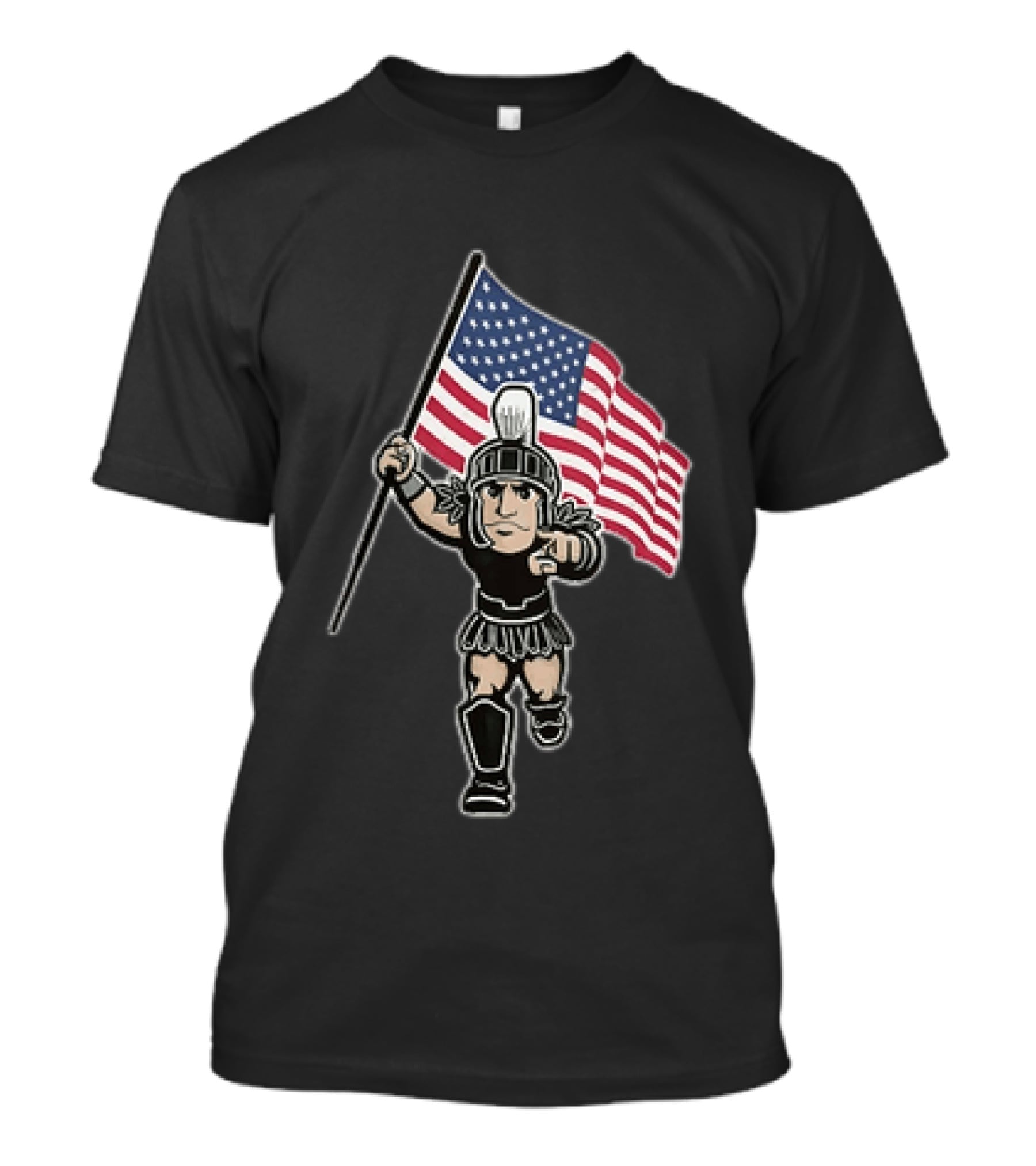 Spartan Warrior Carrying American Flag T-Shirt