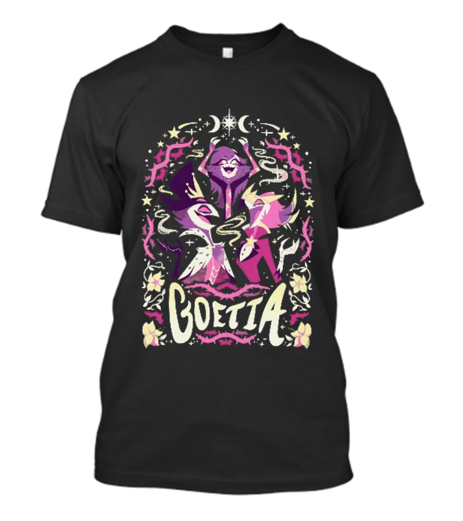 Spindlehorse Goetia Characters Celestial Motif And Crescent Moons T-Shirt